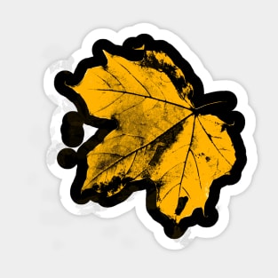 Golden Maple Leaf Pattern on Black Background Sticker